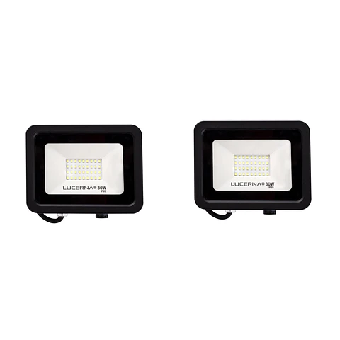2 Pack Reflector Compacto SMD Negro, 30W, 3000K, LUCERNA