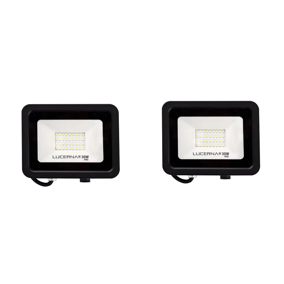 2 Pack Reflector Compacto SMD Negro, 30W, 3000K, LUCERNA 1