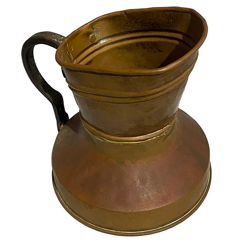 Jarra Antigua de Cobre con Asa de Hierro Forjado