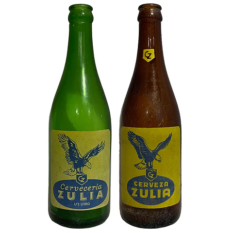 Dúo de Botellas Antiguas Cervecería Zulia - Nostalgia Venezolana