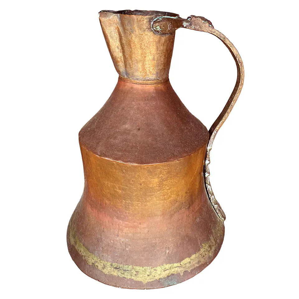 Tankard Antigua de Cobre Macizo de Gran Formato 1