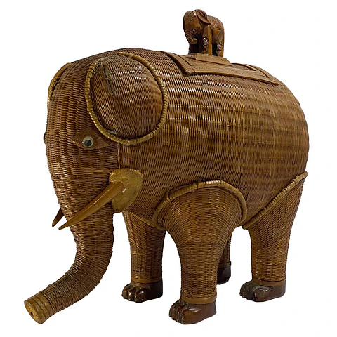 Elefante "Tesoro de Rattan" con Elefante Mahout