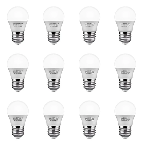 12 Pack Bombillo Bulbo G45, 5W, Rosca E27, 6500K, LUCERNA