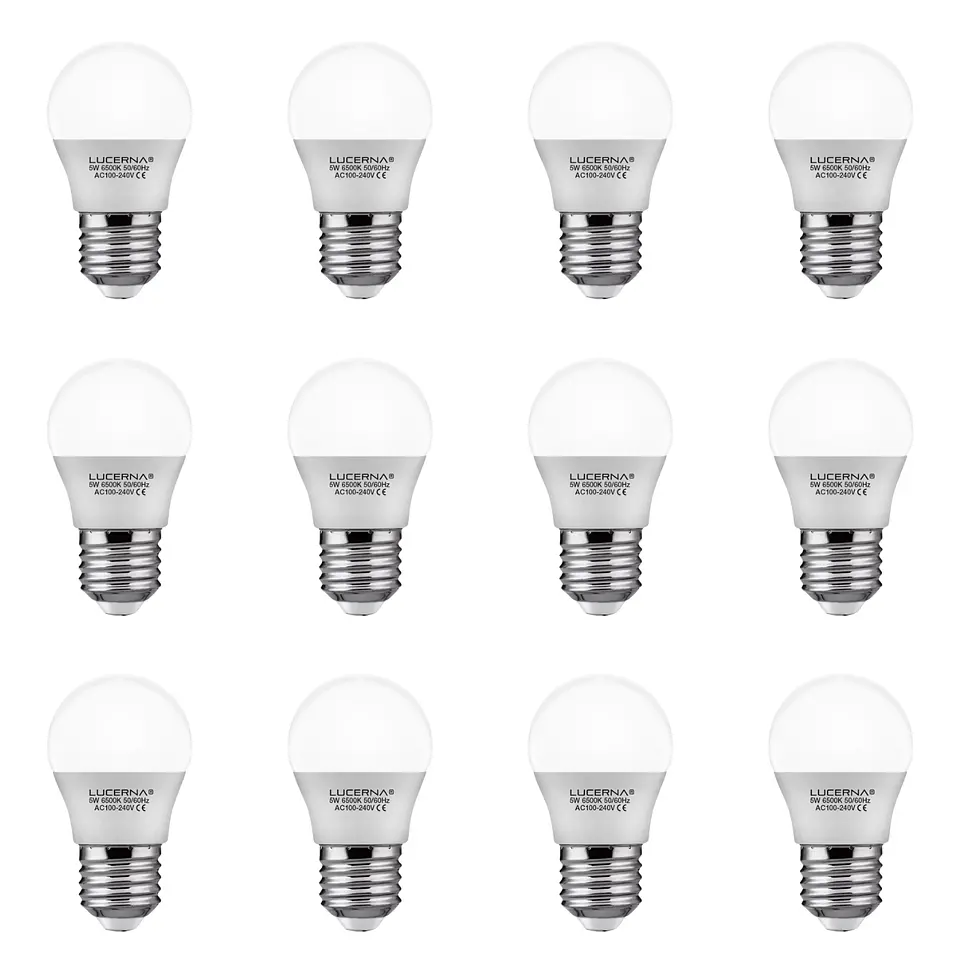 12 Pack Bombillo Bulbo G45, 5W, Rosca E27, 6500K, LUCERNA 1