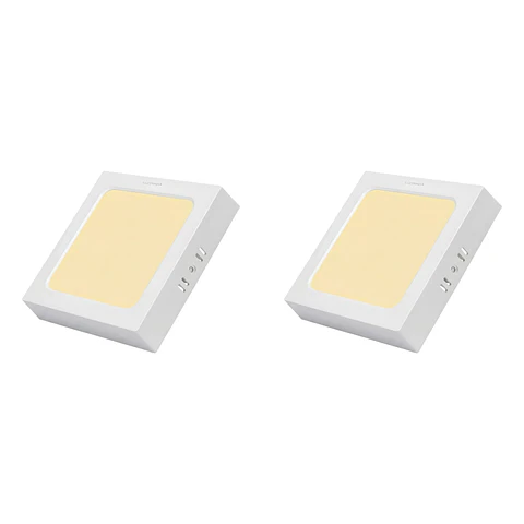 2 Pack Panel Superficial Cuadrado 6″, 12W, 3000K, CompactLumen, LUCERNA
