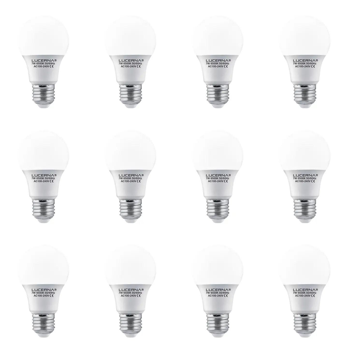 12 Pack Bombillo Bulbo A60, 7W, Rosca E27, 6500K, LUCERNA 1