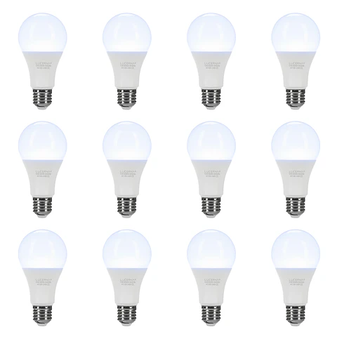 12 Pack Bombillo Bulbo A65, 15W, Rosca E27, 6500K, LUCERNA