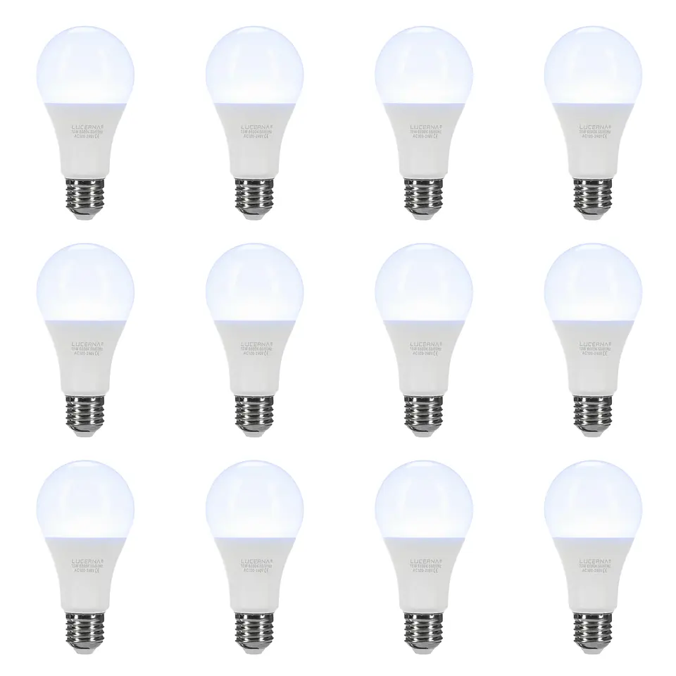 12 Pack Bombillo Bulbo A65, 15W, Rosca E27, 6500K, LUCERNA 1