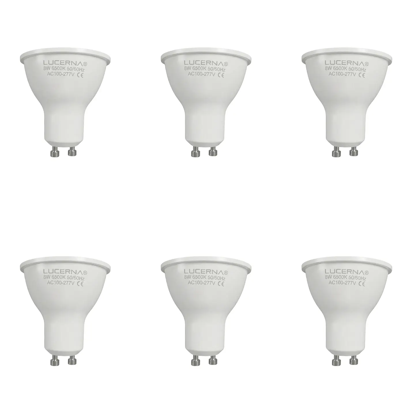 6 Pack Bombillo Dicroico GU10, 8W, 6500K, LUCERNA 1
