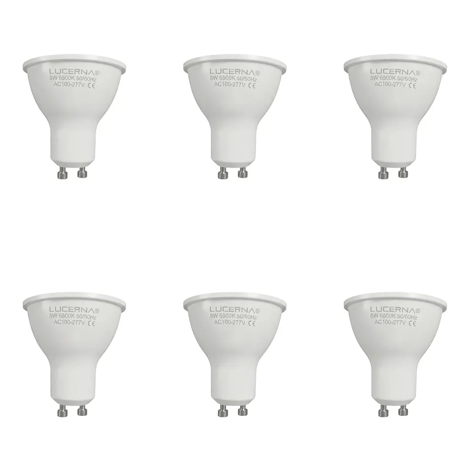 6 Pack Bombillo Dicroico GU10, 8W, 6500K, LUCERNA 1