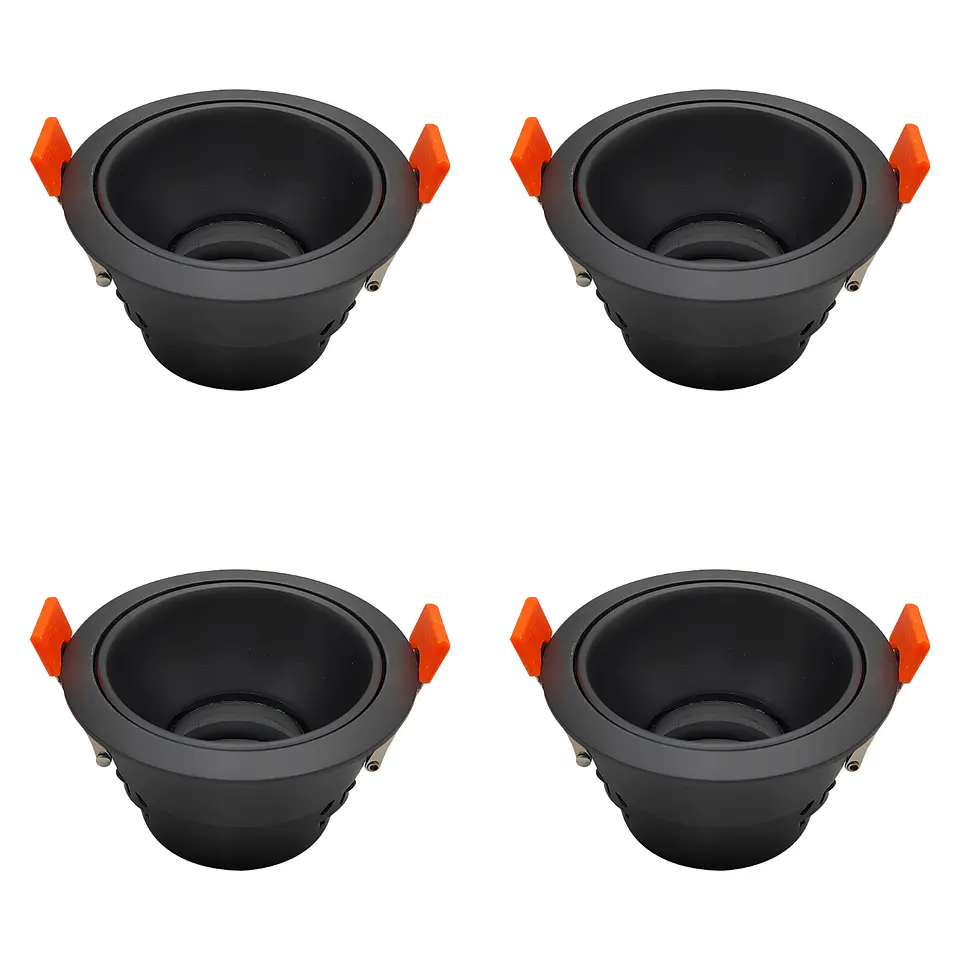 4 Pack Aro Empotrable para Spot c/Sócate GU10, Negro, LUCERNA 1