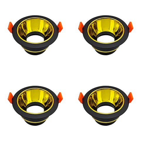 4 Pack Aro Empotrable para Spot c/Sócate GU10, Negro/Oro, LUCERNA