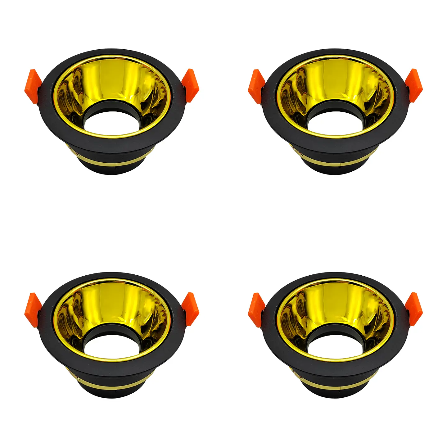 4 Pack Aro Empotrable para Spot c/Sócate GU10, Negro/Oro, LUCERNA 1