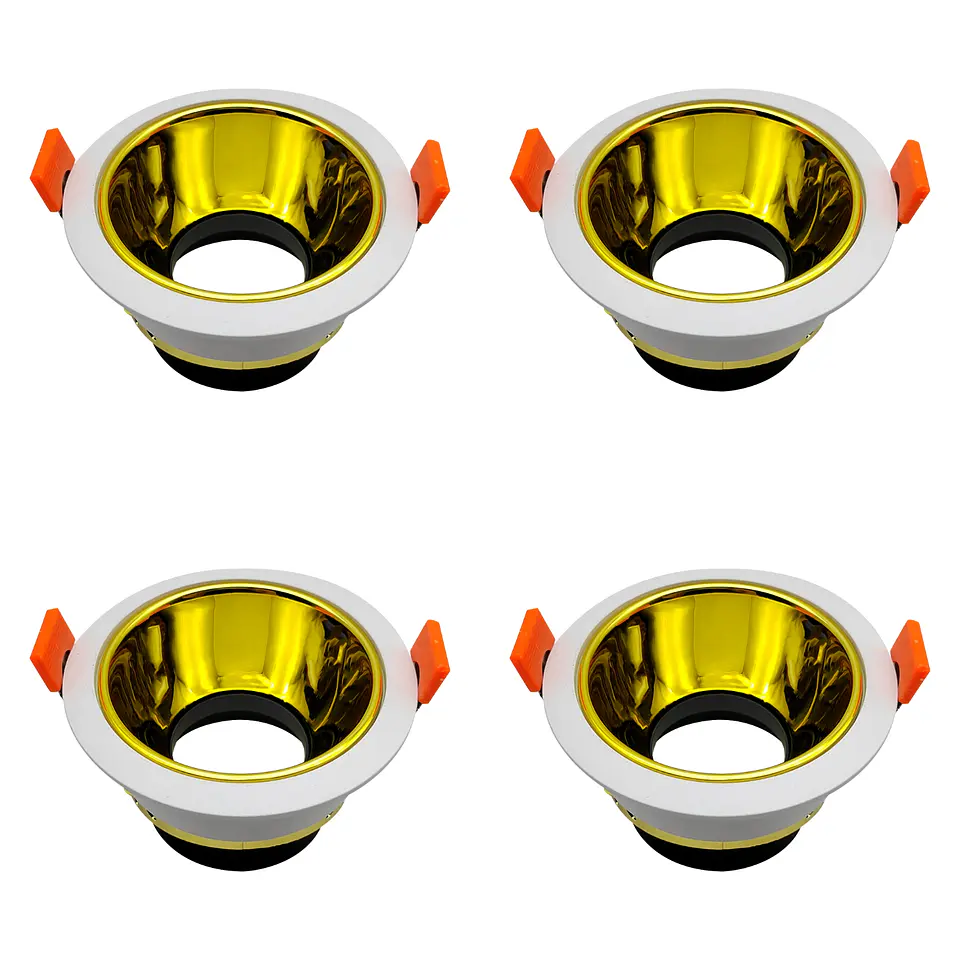 4 Pack Aro Empotrable para Spot c/Sócate GU10, Blanco/Oro, LUCERNA 1