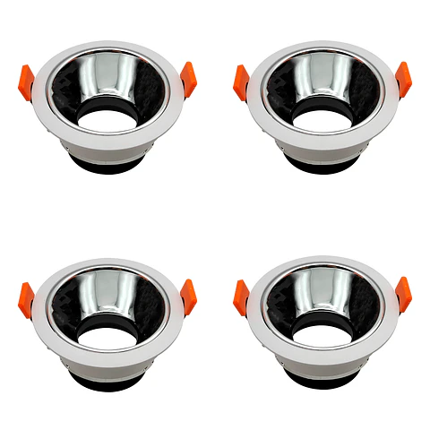 4 Pack Aro Empotrable para Spot c/Sócate GU10, Blanco/Espejo, LUCERNA