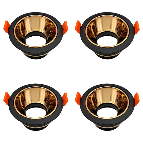 4 Pack Aro Empotrable para Spot c/Sócate GU10, Negro/Oro Rosa, LUCERNA