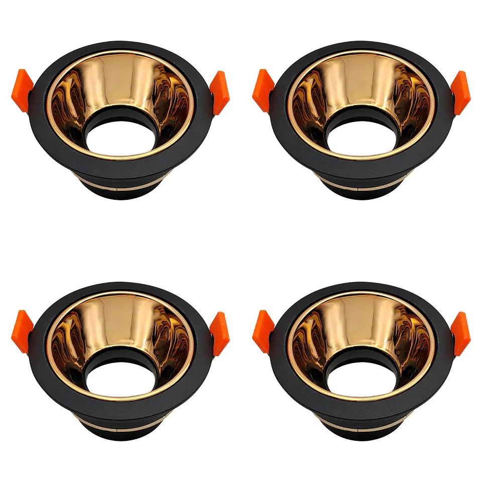 4 Pack Aro Empotrable para Spot c/Sócate GU10, Negro/Oro Rosa, LUCERNA 1
