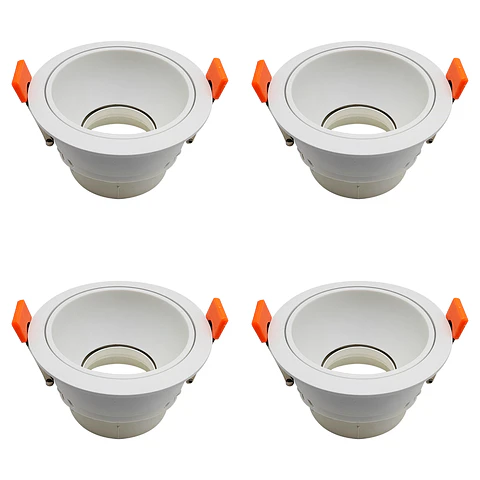 4 Pack Aro Empotrable para Spot c/Sócate GU10, Blanco, LUCERNA