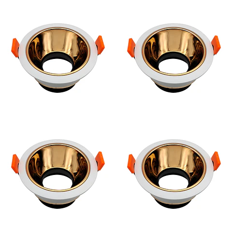 4 Pack Aro Empotrable para Spot c/Sócate GU10, Blanco/Oro Rosa, LUCERNA