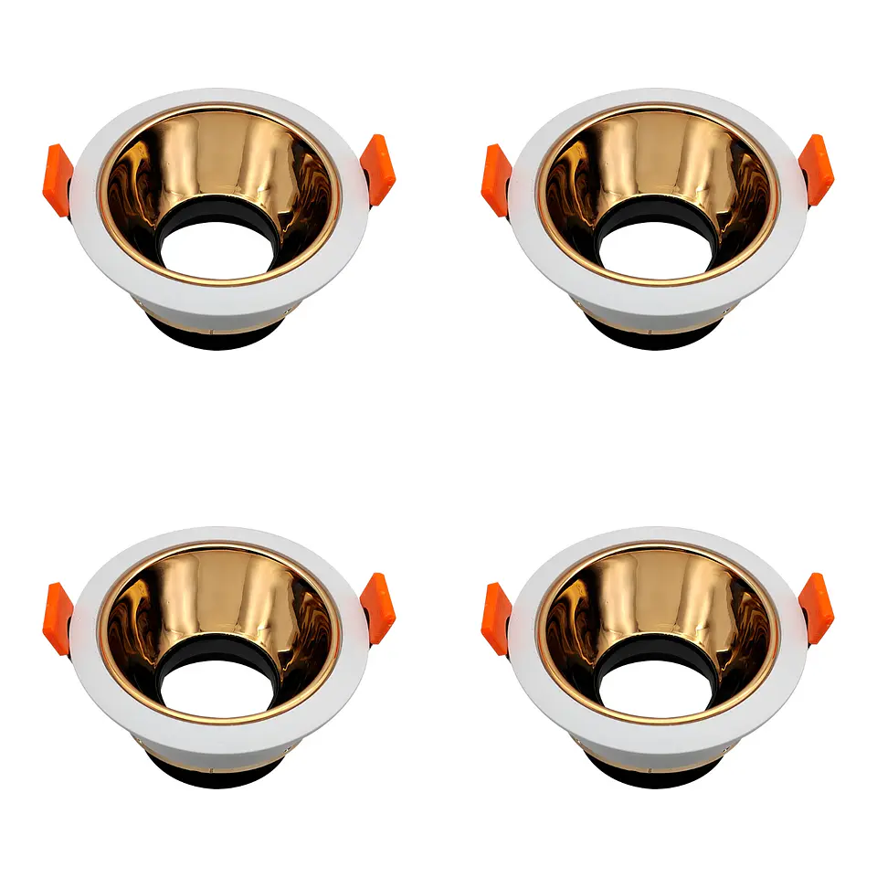 4 Pack Aro Empotrable para Spot c/Sócate GU10, Blanco/Oro Rosa, LUCERNA 1