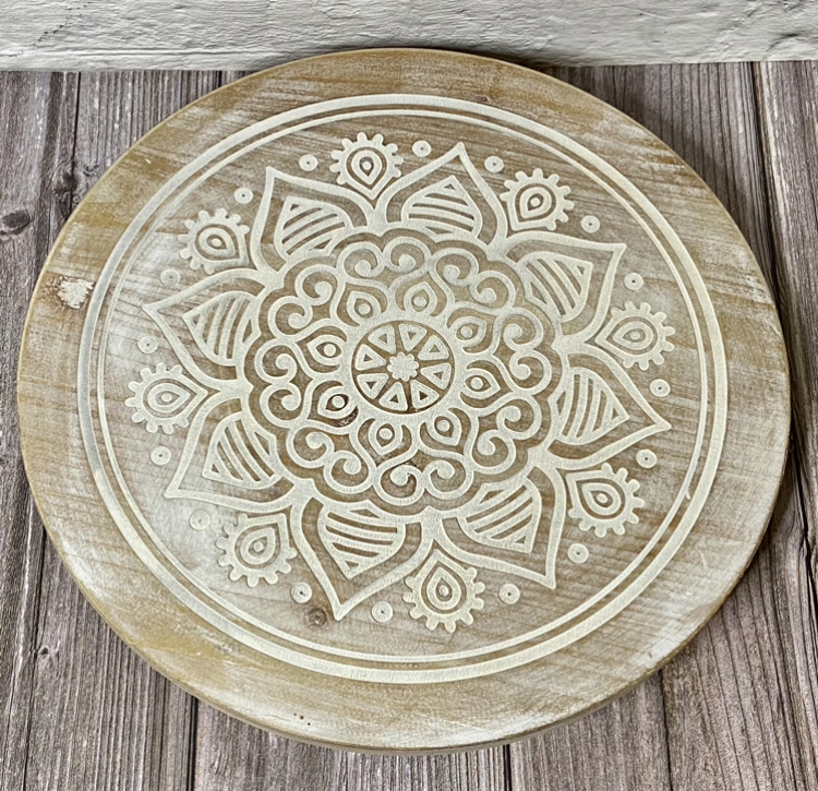 Tornamesa Madera Mandala Blanco