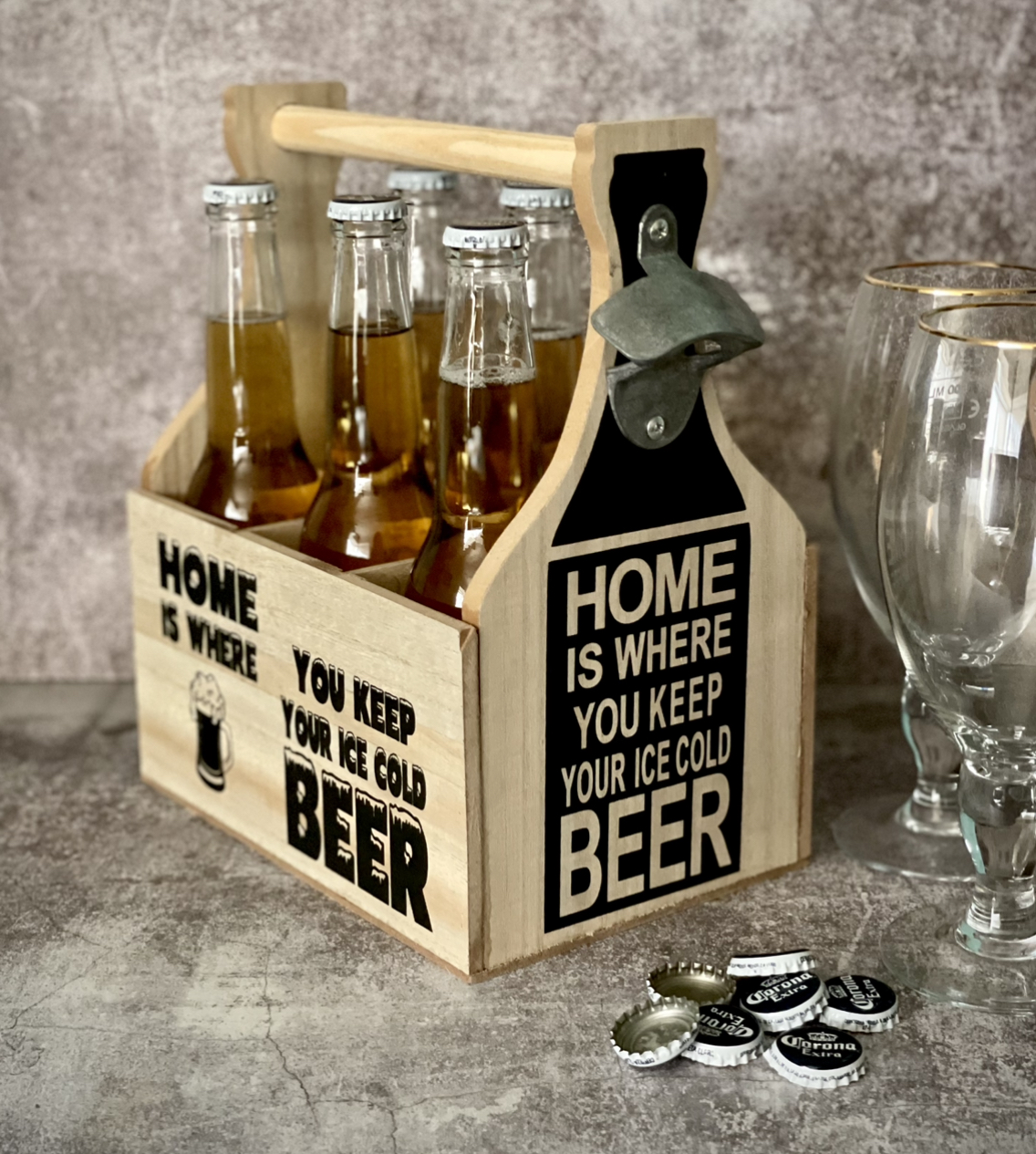 Porta cervezas madera