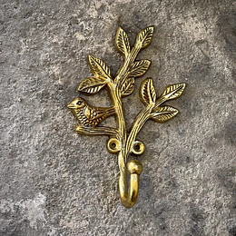Percha pajarito oro envejecido 