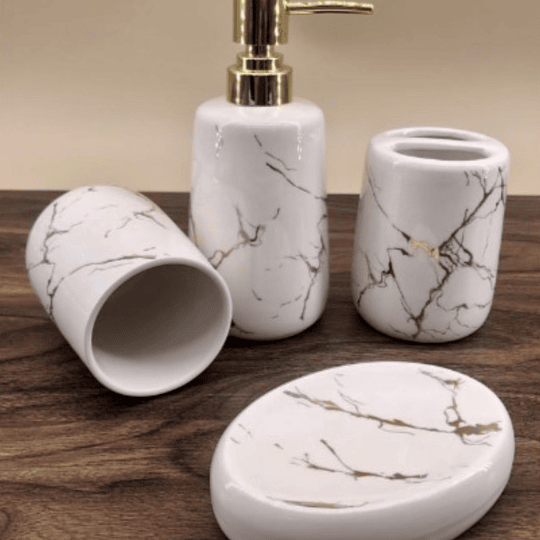 Set de Baño 4 Piezas Marmoleado