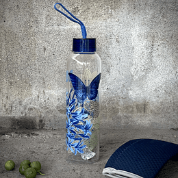 Botella Vidrio Agua Azul