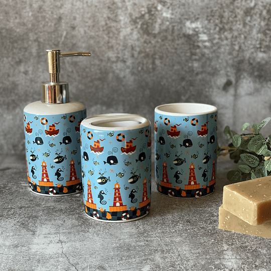 Set Dispensador 3 Piezas Niño Marino