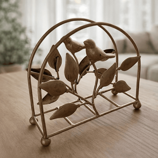 Servilletero Circular Dorado 