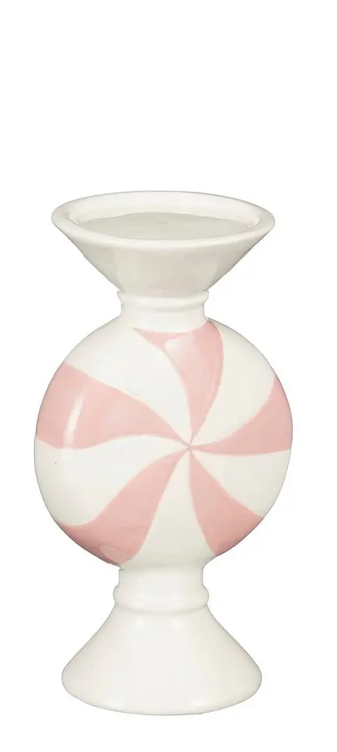 Candelabro rebuçado rosa 18x10cm