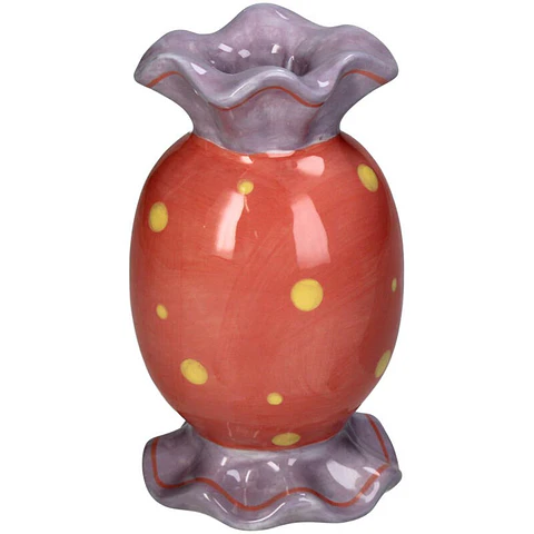 Castiçal cerâmica rebuçado cores 9x8x16cm