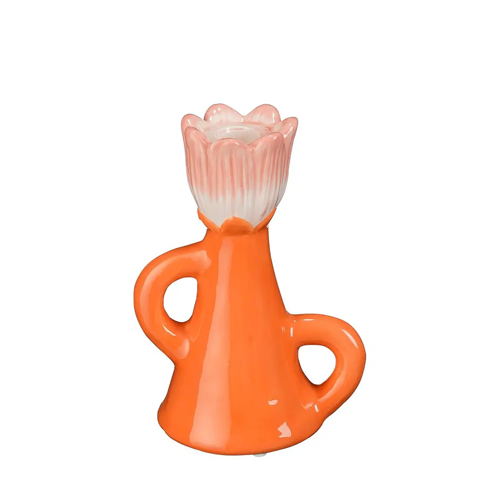 Candelabro tulipa laranja & rosa 18x13cm 1