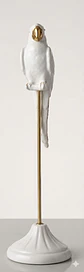 Papagaio Branco com Poleiro Dourado - 54cm - Thumbnail 2