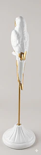 Papagaio Branco com Poleiro Dourado - 54cm - Thumbnail 3