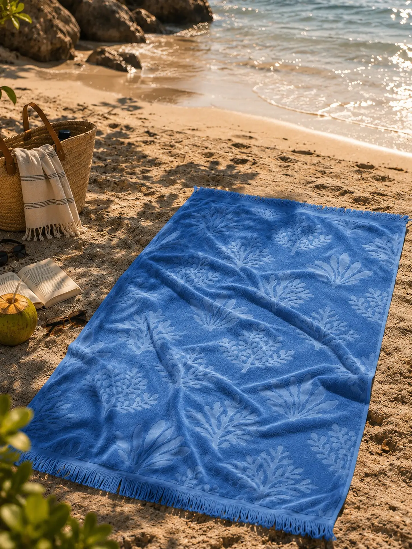 Toalha de Praia Jacquard Roberto Torretta - Algae (Azul) 5