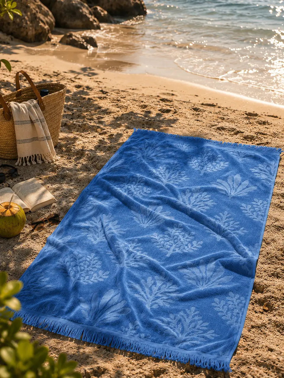 Toalha de Praia Jacquard Roberto Torretta - Algae (Azul) 5