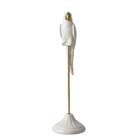 Papagaio Branco com Poleiro Dourado - 54cm