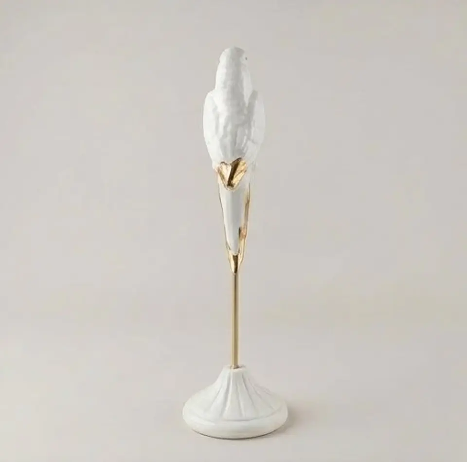 Papagaio Branco com Poleiro Dourado - 54cm 3