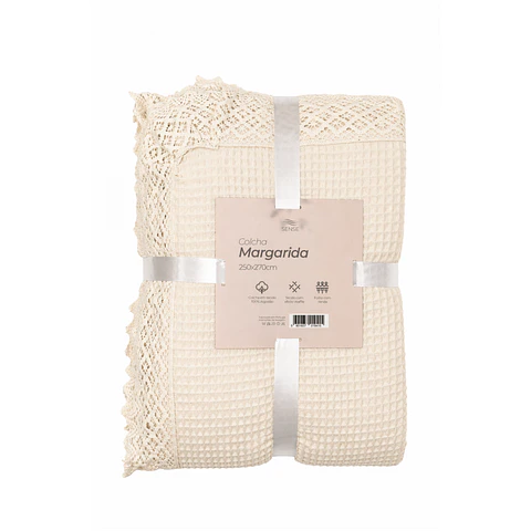 Colcha de Casal Margarida | Textura Waffle - 100% Algodão