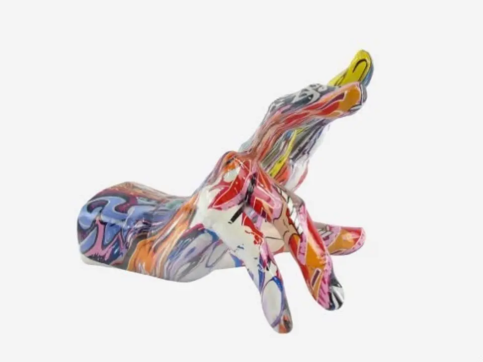 Mão Decorativa Colorida | Arte Contemporânea em Marfinite (20 × 14 × 15 cm) 2