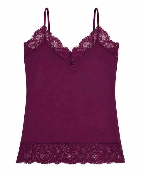 Camisola de Alças com Renda Bordô REFª19985 – Elegância, Conforto e Feminilidade