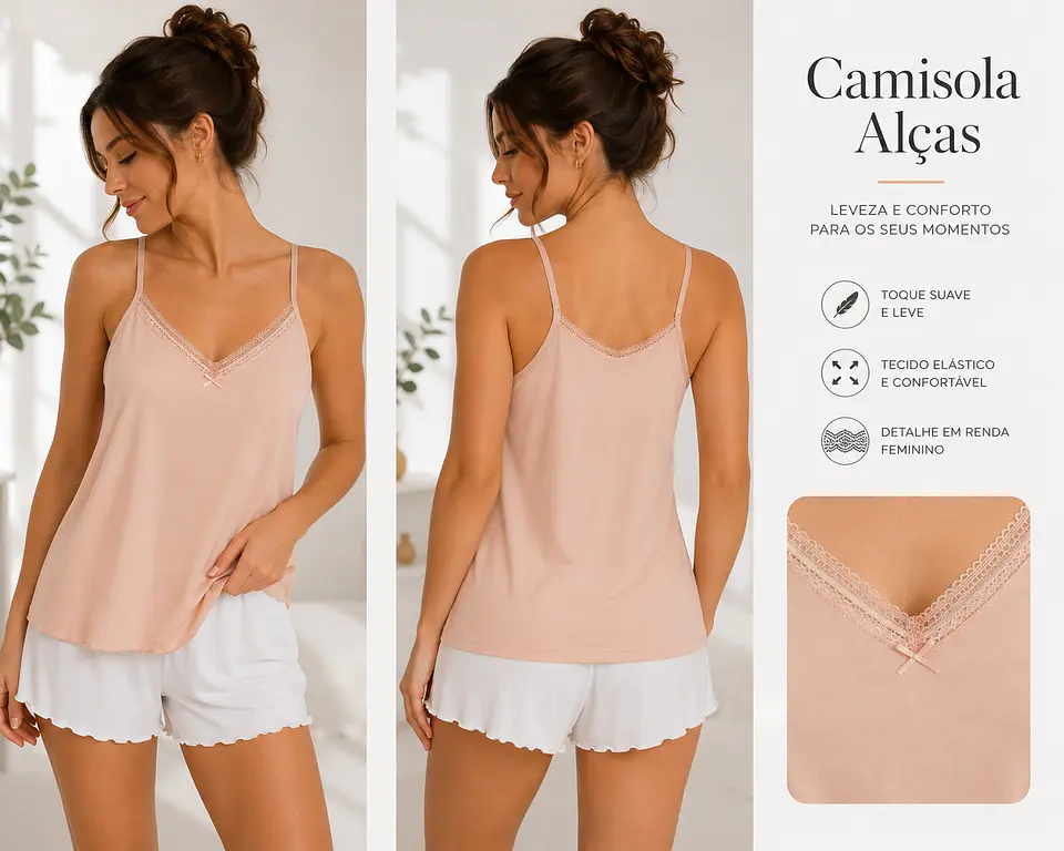 Top de Alças em Microfibra com Renda | Ref. 19321 1
