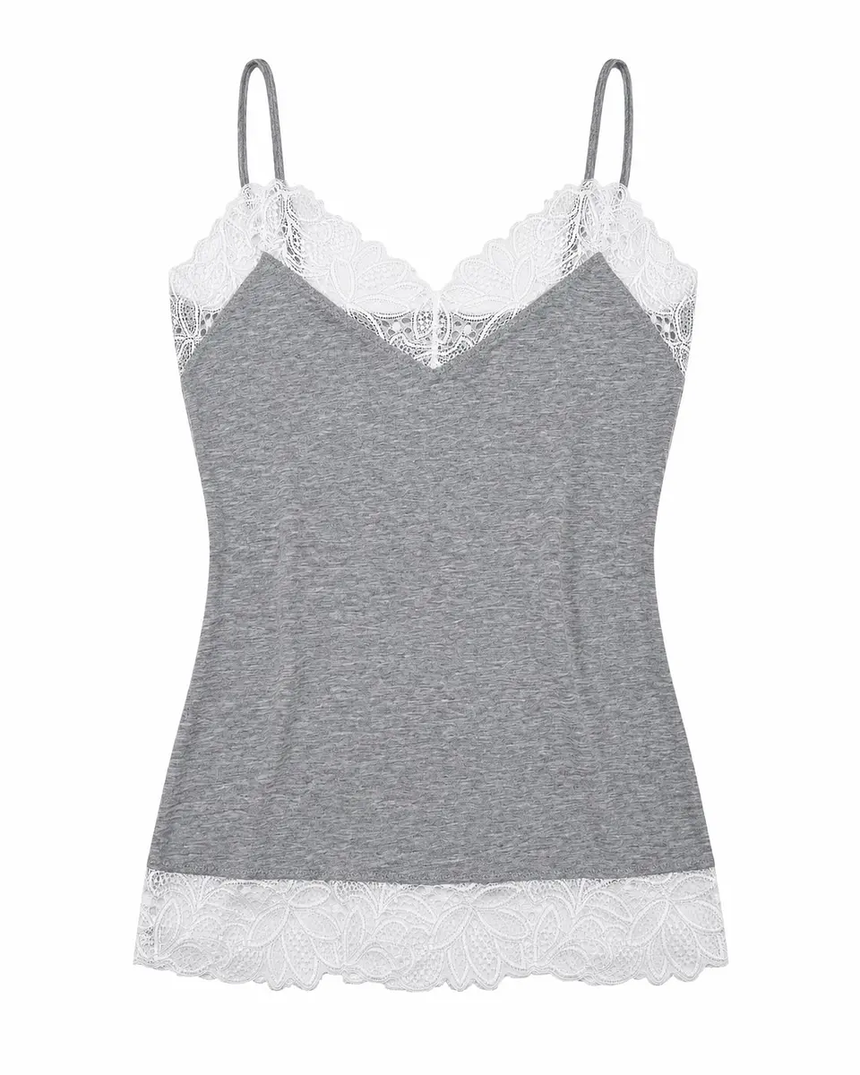 Camisola de Alças em Algodão com Renda | Ref. 19111 5