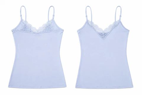 Camisola de Alças Finas com Renda em Microfibra 19173