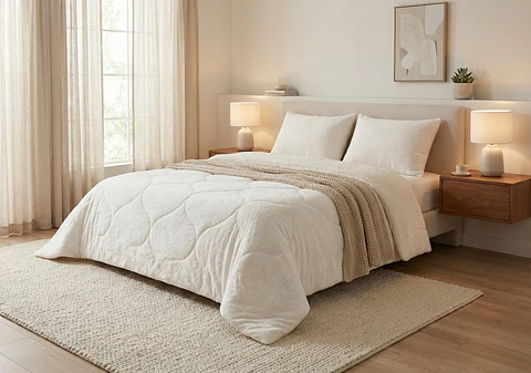 🤎 Edredon Madil 250x270 cm – Jacquard e Sherpa