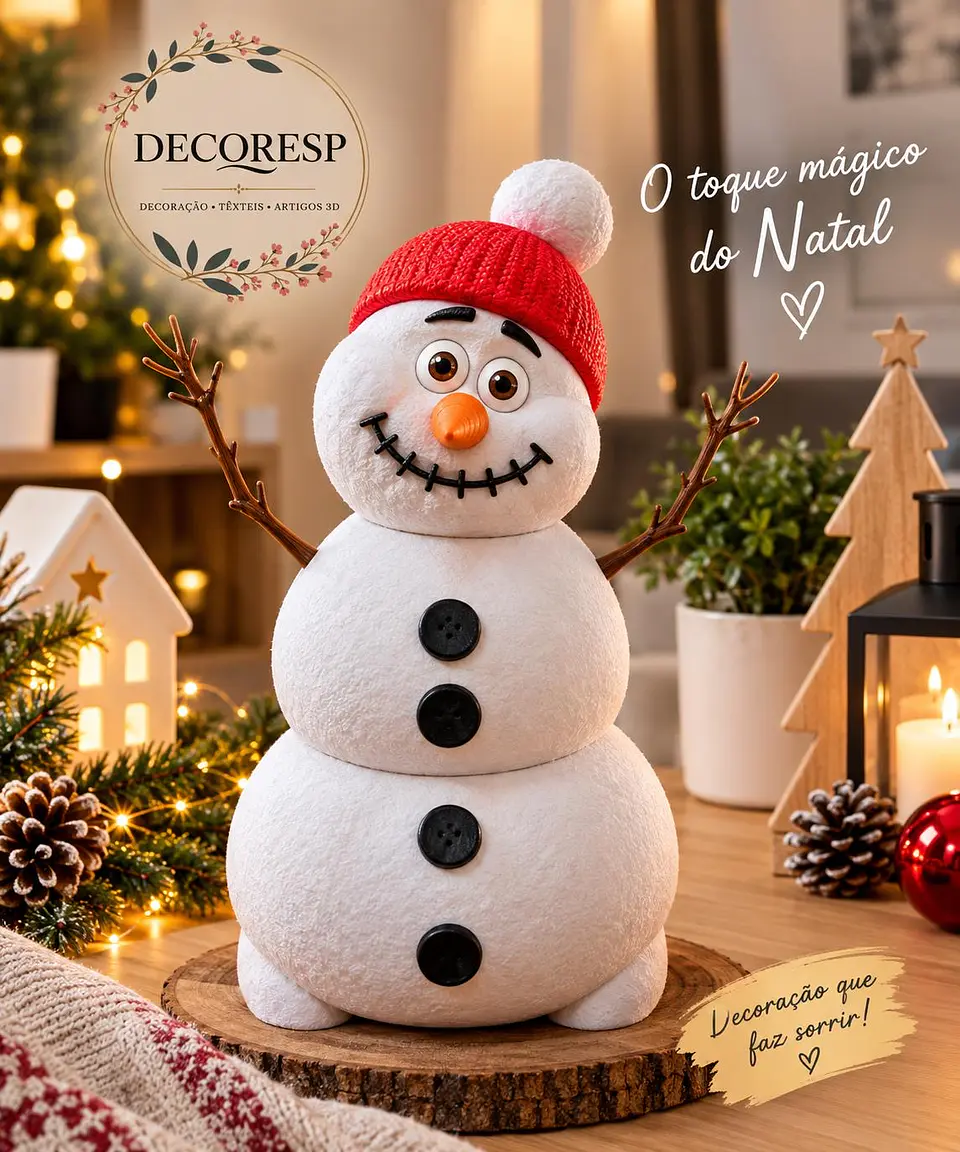 Boneco de Neve Artesanal 3D | Edição Especial 1º Aniversário 1