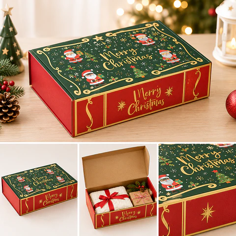 Caixa Prenda Cartão Natal Verde 10x35x23 cm 🎄