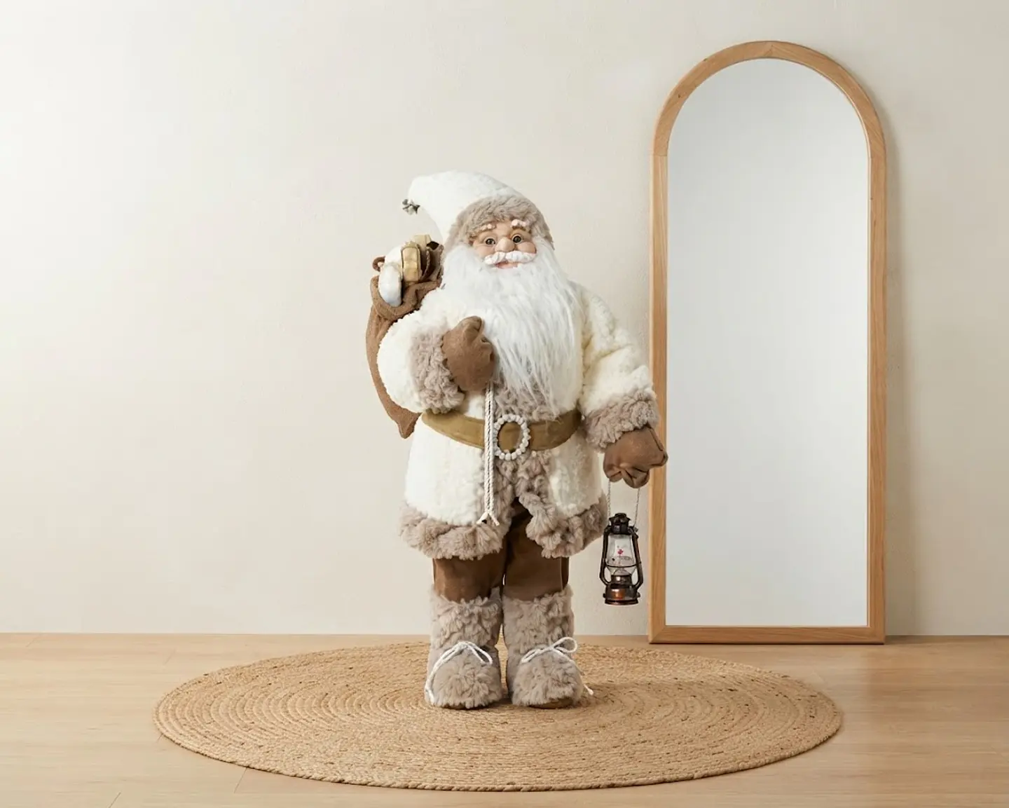Pai Natal Decorativo Branco com Lanterna | 45 cm 3